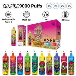 20mg 0mg 30mg 50mg Strength 9000 Puffs Disposable Vape Bar Disposable E Cigarettes Mesh Coil 18ml Pod 600mAh Battery Rechargeable RGB Light 9K Puff Distributors