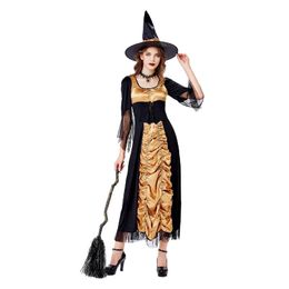 Svart kvinnors häxdräkt ny ankomst cosplay halloween party sexig scenprestanda ast386082