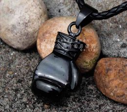 Pendant Necklaces Cool! Mens Teens Black Solid Boxing Gloves W/ Leather Necklace