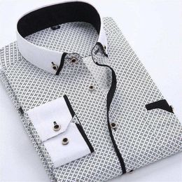 Mens Dress Shirts Designer Casual Slim Fit Long Sleeve Business Shirt Male Dot Print Autumn Formal Cotton Shirts Men New Brand215R