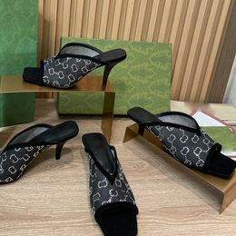 Pantofole in rete sexy scarpe firmate moda Garza strass Stampa Sandalo da donna Sandali firmati da donna con tacco alto 7,5 cm Tacchi a rocchetto di alta qualità Pantofola novità