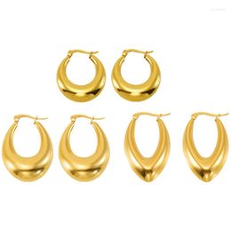 Hoop Earrings Gold Colour Stainless Steel For Women Classic Designer Ear Buckle Wedding Jewellery Gifts 2023