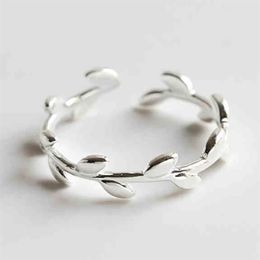 Cluster Rings Olive Branch Simple Tree Leaf 925 Sterling Silver Adjustable Party Ring For Women Personalised Designer Dainty Jewel223n