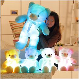 30Cm 50Cm Colorf Glowing Teddy Bear Luminous Plush Toys Kawaii Light Up Led Stuffed Doll Kids Christmas