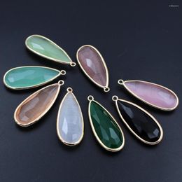 Pendant Necklaces 10pcs Colored Faceted Black Green White Stone Drops Teardrop Charms DIY For Necklace Earrings Jewelry Accessories