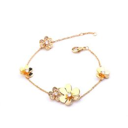 3 Colors sell Environmental Copper Brand Bracelet Jewelry For Women Silver Chain Clover Hand Catenary Praty Wedding Gift Gold 288a