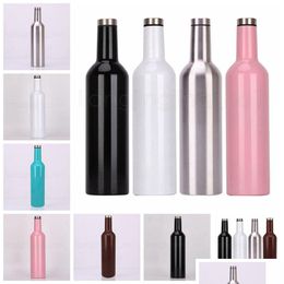 Water Bottles 750Ml 304 Stainless Steel Insated Double Walled Wine Bottle Vacuum Flask Hip Beer Growler For Outdoor Sea Home Garden Ki Dhzul