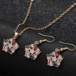 Necklace Earrings Set Sweet Lovely Multi-color Five-pointed Star Pendant Jewellery Fashion Accessories Dating Gifts.