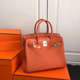 Designer New Women's Litchi Genuine Layer Fashion Totes Bags Bag Leather Togo Top Cowhide h Portable Classic Pattern 30cm Handbags 83kz