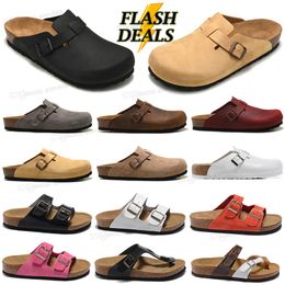 with box Designer Boston Clogs Sandals Slippers Cork Flat Fashion Summer Leather Slide Favourite Beach Casual Shoes Women Men Arizona Mayari 2023