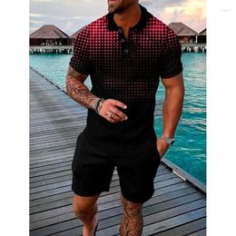 Men's Tracksuits Summer Polo Short-sleeved Shorts Breathable Suit Size S-6xl