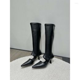 Boots And Winter European American Style Pointed Fashion For Wearing Mid Heel Slim Long Outside