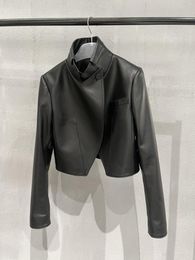 Women's Jackets Vintage Stand Collar Handmade Genuine Leather Jacket