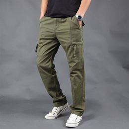 Spring Autumn Mens Cargo Pants Casual Baggy Regular Cotton Trousers Male Combat Tactical Pant with Zipper286w