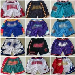 Men Team Basketball Shorts Just Don Short Sport Wear Pant With Pocket Zipper Sweatpants Hip Pop Blue White Black Red Stitched Good2394