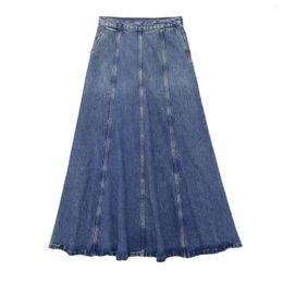 Skirts Denim Long Skirt Women Casual Wide Chic Lady Female Clothing 2023