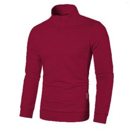 Men's T Shirts Male Autumn And Winter Plaid Long Sleeve Tops High Collar Zipper Solid Color Bottoming Shirt Retro Style Fitness Basic Top