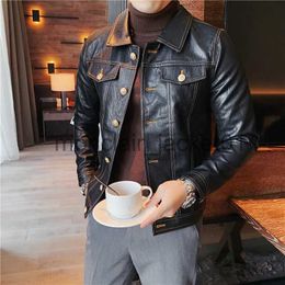 Men's Leather Faux Leather Bingchenxu 2023 Brand Clothing Men Spring Casual Leather Jacket Male Slim Fit Fashion High Quality Leather Coats Men's Clothing J231010