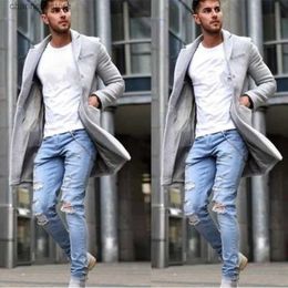 Men's Jackets Trendy trench coat men's coat lapel dragon and phoenix Woollen mid-length coat T231010