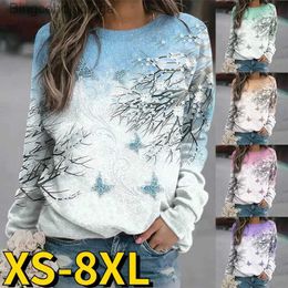 Damenpullover 2022 Neue elegante Schmetterlingsdruckoberteile Damenmode Pullover T-Shirt Herbst Winter Frauen Täglich Langarm RundhalspulloverL231010