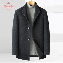 Men's Wool Blends Highend Chenille Fabric Winter Coats Man Stand Collar Business Casual Coat Thicken Windproof Windbreaker Jackets for Men 231009