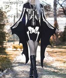 Theme Costume Halloween Comes for Women Gothic Medieval Cosplay Dress Forest Elf Pixie Come Black Bodycon Mini Bandage Bat Wing Disfraz Q240307