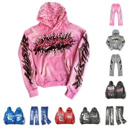 Tasarımcı Hellstar Hoodies Erkekler Gevşek Hoodie Tees High Street T Shirt Rapçi Yıkama Gri Ağır El Sanatları Unisex Uzun Kollu Kadınlar Pullover Tshirts Tops Asya Boyut