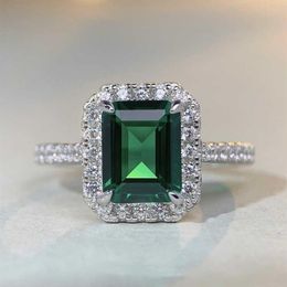 PANSYSEN Luxury Top Quality Emerald Rings for Women Wedding Engagement Cocktail Ring 100% 925 Sterling Silver Fine Jewellery Gift J1275Y