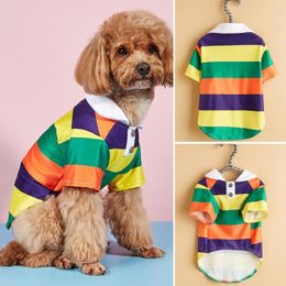 Dog Apparel Blouse Adorable Cat Shirt Thin Pet Two-legged Stripes Clothes Daily Wear