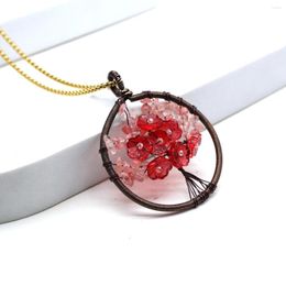 Pendant Necklaces Women Necklace Natural Stone Exquisite Life-Tree Winding For Birthday Gift Chain 60 CM