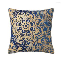 Pillow Blue Gold Mandala Covers Sofa Buddhism Flower Modern Cover Soft Pillowcase