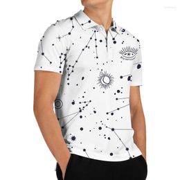 Men's Polos Men Short Sleeve Polo Shirt Geometric Printed Casual Top Summer Fashion Shirts Breathable Comfortable Homme Polyester