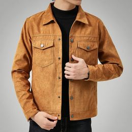 Men's Jackets Men Autumn Suede Jacket Men Casual Retro Motorcycle Jacket Coat Korean Slim Lapel Work Jacket Coats 231010