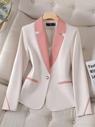 Women's Suits Holifeni Long Sleeve Office Ladies Formal Blazer Women Beige Blue Brown Female Business Work Wear Slim Jacket For Autumn