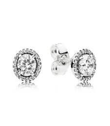 925 Sterling Silver Stud Earrings Original Box for Round Sparkle Stud Earrings Women Mens CZ Diamond Designer Jewellery set3985634
