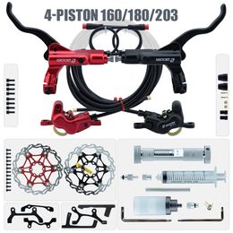 Bike Derailleurs ZOOM HB 876E 4 piston Disc Hydraulic Brake Electric Scooter Folding 203 Mountain Power Off Black Red 160 E bike Bicycle 180 231010