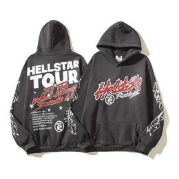 Hellstar Hoodies Men's Sweatshirts High Street Fleece Y2k Hooded Graphic Haruku Stranger Things Oversize Lose Warm Pullover Sweatshirts r3