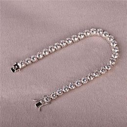 3mm 4mm Mens Double A Cubic Zirconia Tennis Bracelet Chain Hip Hop Jewelry Iced Out Finish 1 Row Sliver Gold CZ Bracelet Link236m