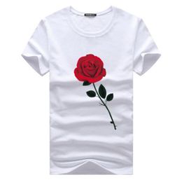 Rose Printed T shirts Summer Top Shirt Crew Neck Short Sleeves 5XL Men New Fashion Clothing Cotton Tops Male Casual Tees195b