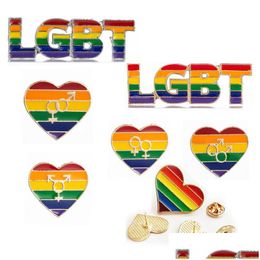 Pins, Brooches New Design Enamel Lgbt Pride Brooches For Women Men Gay Lesbian Rainbow Love Lapel Pins Badge Fashion Jewellery Accessori Dhnew