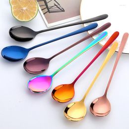 Tea Scoops 7 Colours Stainless Steel Spoon With Long Handle Coffee Colourful Dessert Spoons Home Kitchen Tableware