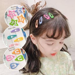 Acessórios de cabelo 2 pcs cor sólida estrela clipes para crianças meninas headwear liga barrettes bonito brilho bb hairpins
