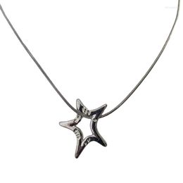 Pendant Necklaces Asymmetrical Star Necklace Y2K Style Collarbone Chain Choker Alloy Material For Women