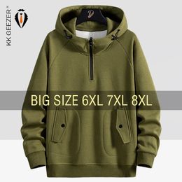 Men s Hoodies Sweatshirts Men Cotton Hooded Oversized 6XL 7XL 8XL Plus Size Zipper Long Sleeve Pullovers Autumn Streetwear Pocket Sportswear 231009