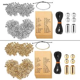 Charm Bracelets DIY Bracelet Making Kit Round Spacer Beads Long Tube Manually Adjustable Necklace Morse Code Card219m