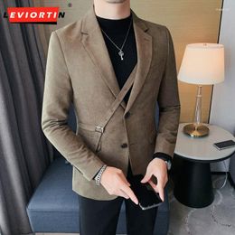 Men's Suits 2023 Spring And Autumn Casual Slim Fit Handsome Coat Suede Trend Sloppy Strap Small Suit S-4XL