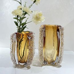 Vases Modern Light Luxury Amber Glazed Art Vase Decoration Living Room Porch Table Top Flower Arrangement