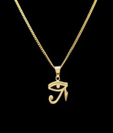 316L Stainless Steel Gold Colour Egyptian The Eye Of Horus Pendant Necklace Hip Hop Wedjat Eye Necklaces For Unisex Jewelry92861303747095