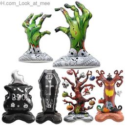 Other Event Party Supplies 4D Halloween Aluminium Film Balloon Huge Standing Ghost Tree Skull Coffin Magic Potion Guard Witch Stove Tombstone Party Decor Q231010