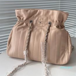 2023-WomenLuxury Brand Bag Single Shoulder Bag Underarm Double Chain Crossbody Large Leather Backpack Large Capacity Backpack 36cm